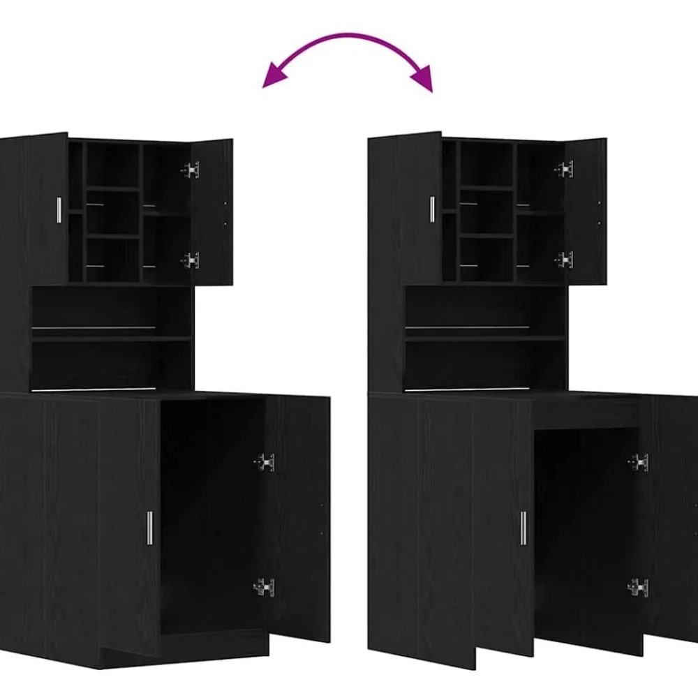 vidaXL Armario para lavadora 2 pcs 70,5 x 71,5 x 181,5 cm Roble negro Clearance