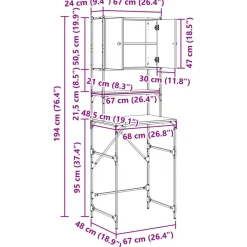vidaXL Accesorios Para Electrodomésticos-Armario para lavadora Roble artesanal 68 x 48,5 x 194 cm