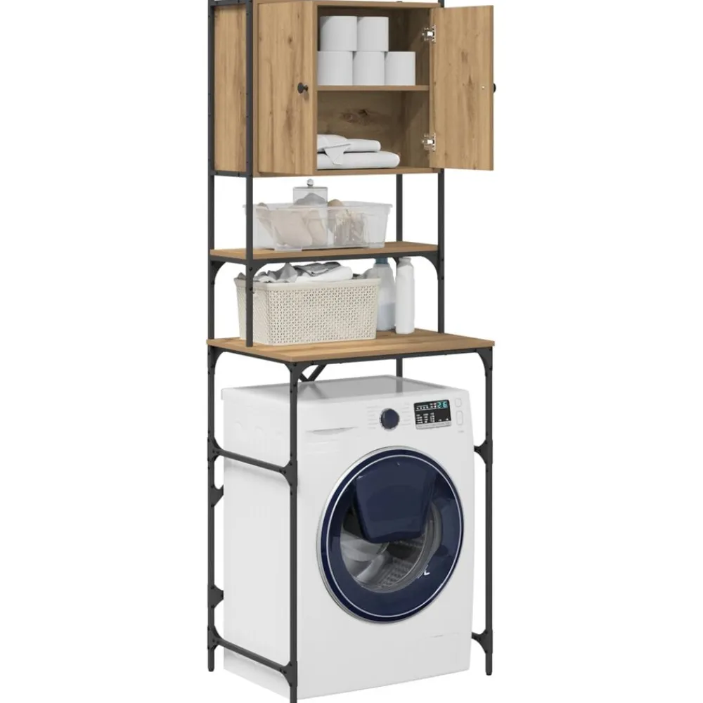vidaXL Accesorios Para Electrodomésticos-Armario para lavadora Roble artesanal 68 x 48,5 x 194 cm