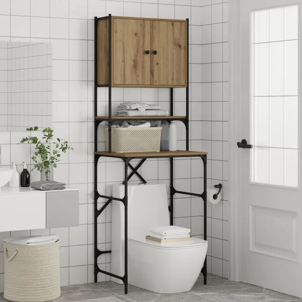 vidaXL Accesorios Para Electrodomésticos-Armario para lavadora Roble artesanal 68 x 48,5 x 194 cm