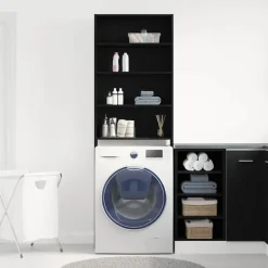 vidaXL Armario para lavadora 64 x 24 x 190 cm Roble negro Hot