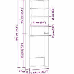 vidaXL Armario para lavadora 64 x 24 x 190 cm Roble negro Hot