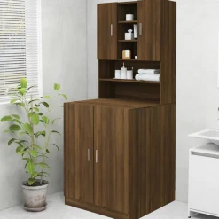 vidaXL Armario para lavadora color roble marrón 70,5x25,5x90 cm Marr&oacute;n roble Online