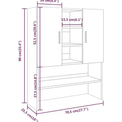 vidaXL Armario para lavadora color roble marrón 70,5x25,5x90 cm Marr&oacute;n roble Online