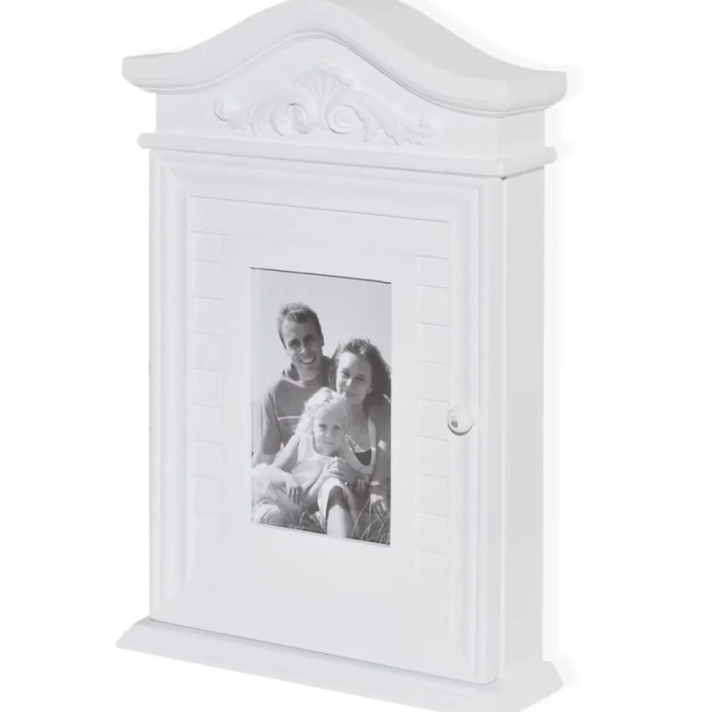 vidaXL Armario para llaves con marco de fotos blanco Outlet