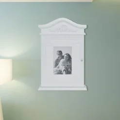 vidaXL Armario para llaves con marco de fotos blanco Outlet