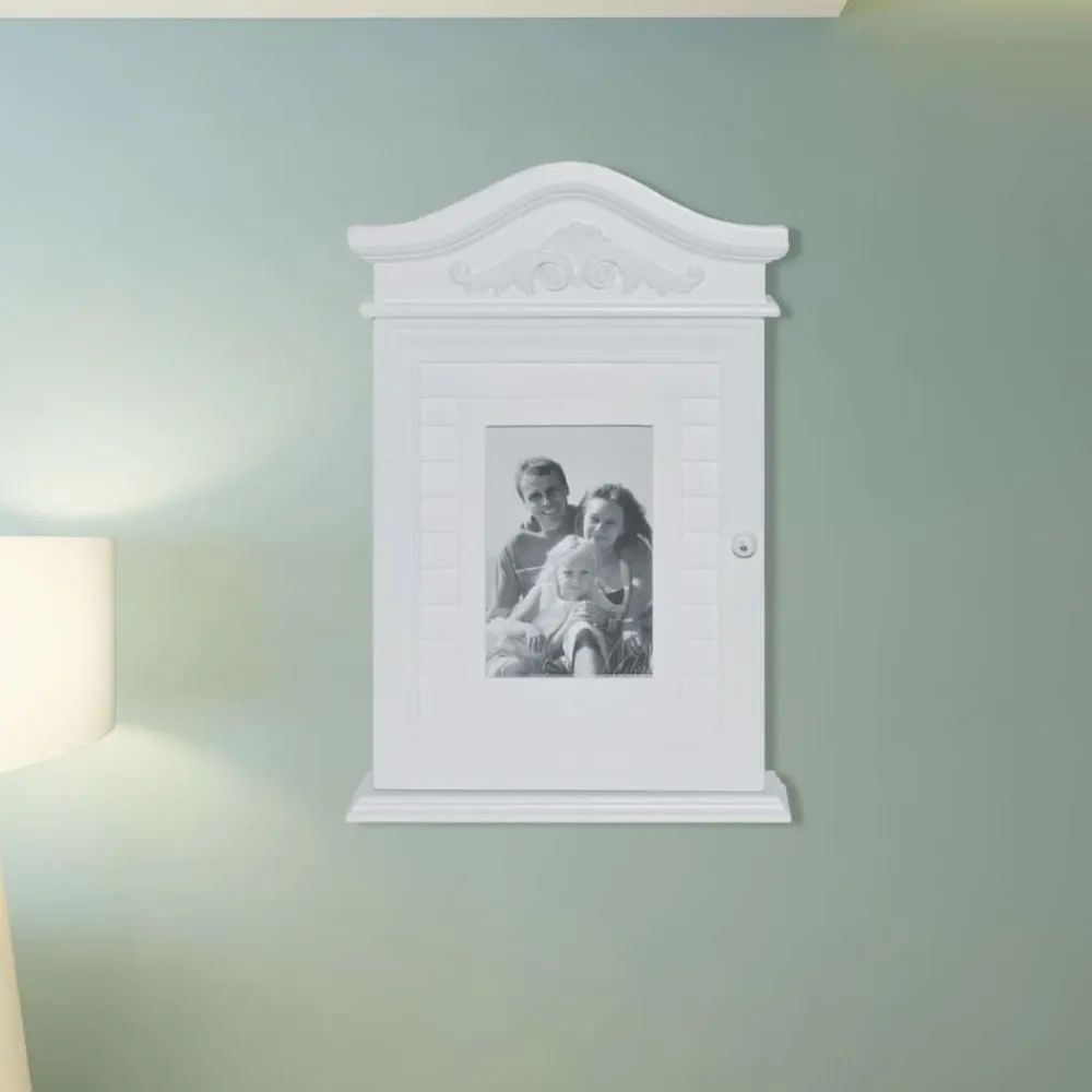 vidaXL Armario para llaves con marco de fotos blanco Outlet