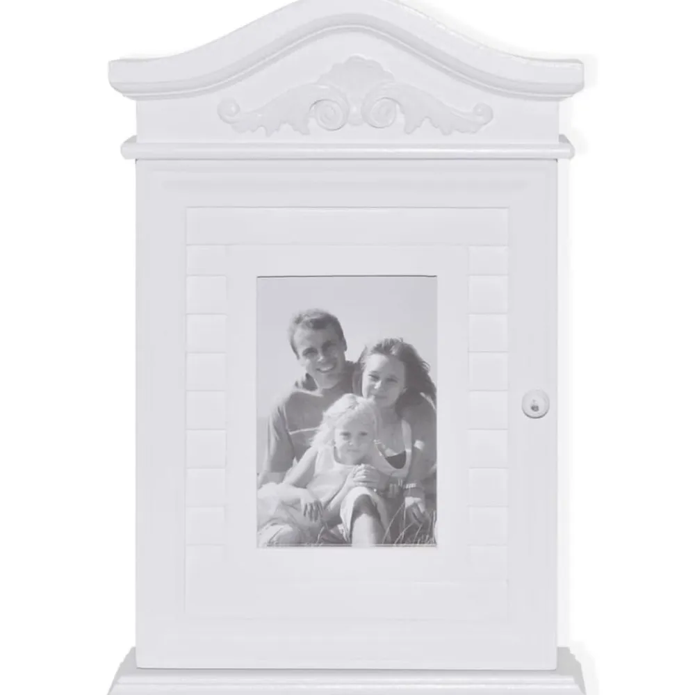 vidaXL Armario para llaves con marco de fotos blanco Outlet