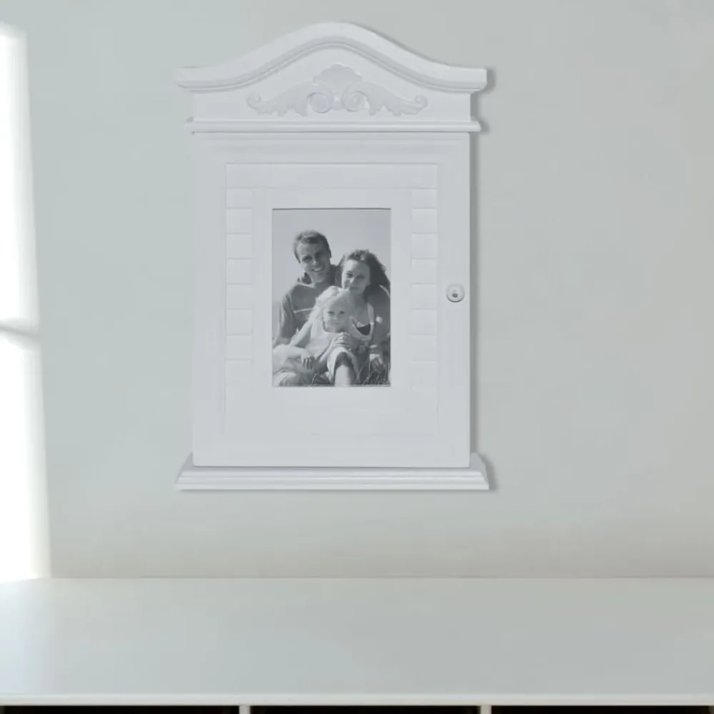 vidaXL Armario para llaves con marco de fotos blanco Outlet