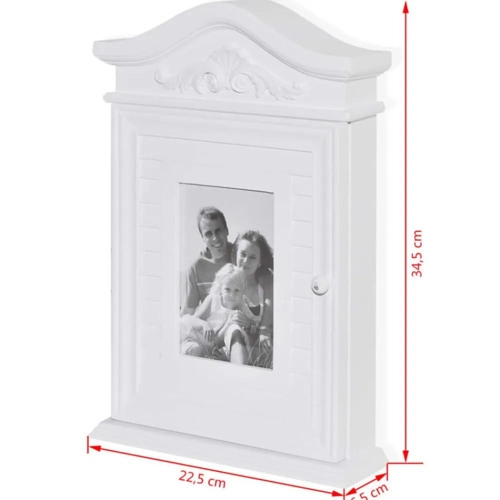 vidaXL Armario para llaves con marco de fotos blanco Outlet