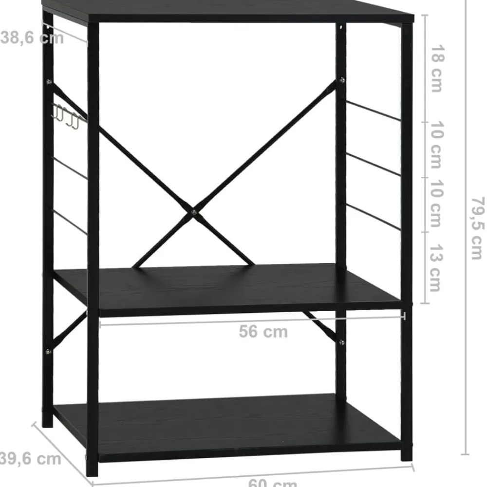 vidaXL Armario para microondas madera ingeniería 60x39,6x79,5 cm Negro Online