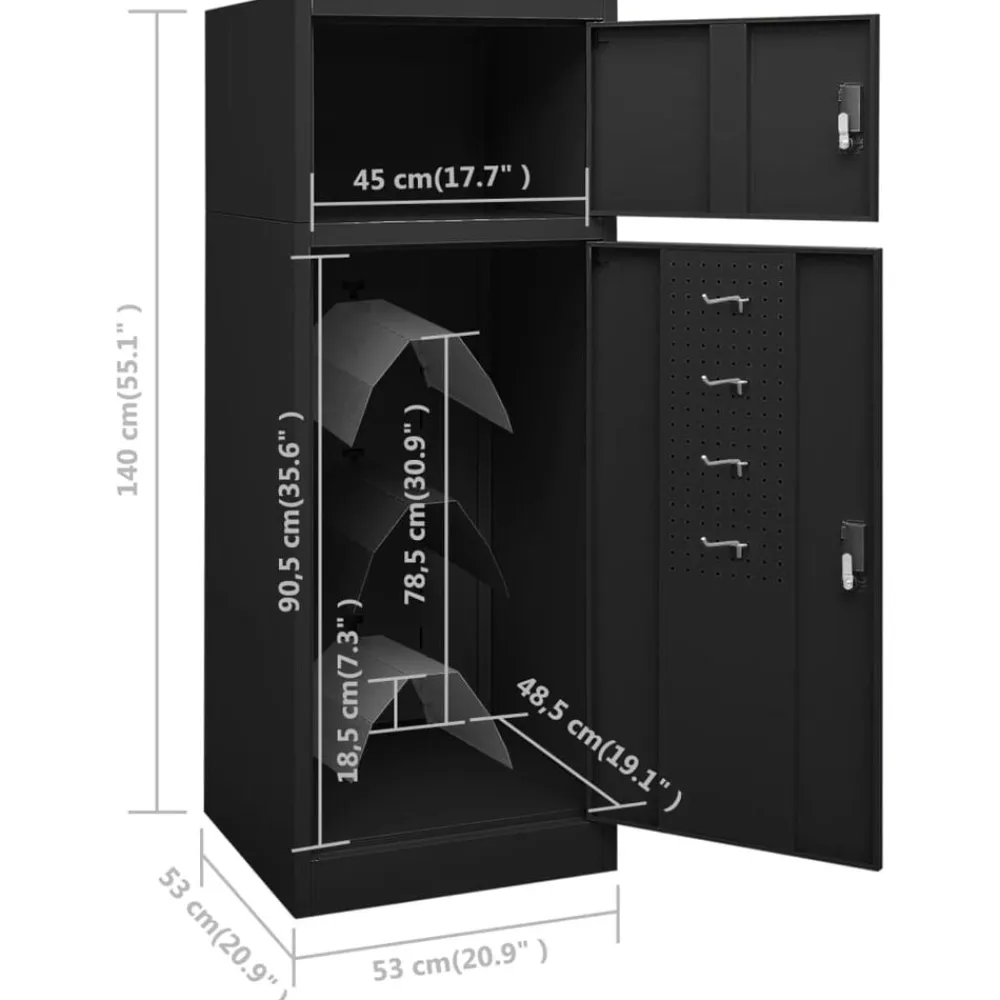 vidaXL Armario para sillas de montar acero 53x53x140 cm Negro Hot