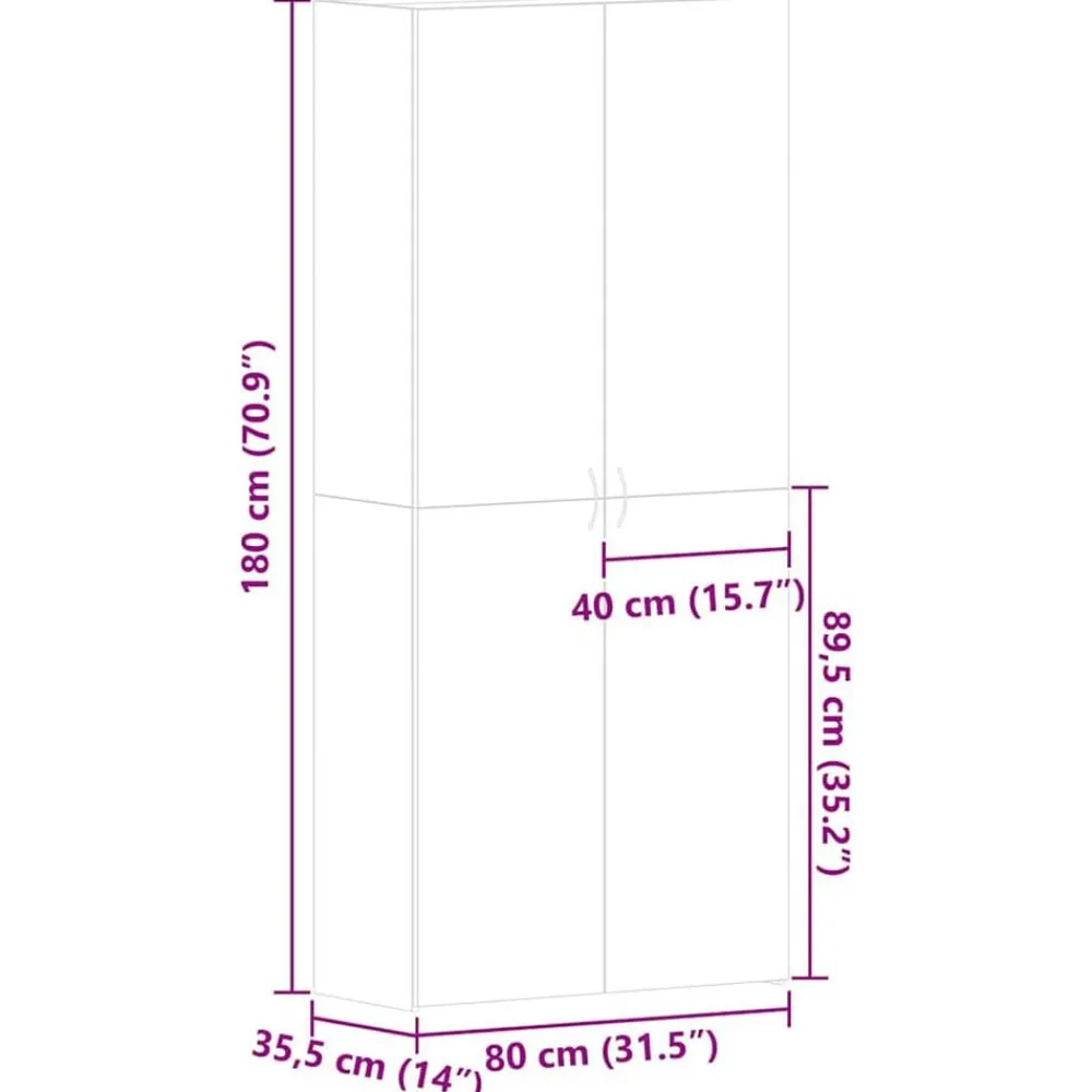 vidaXL Productos Del Hogar-Armario para Zapatos con estante Gris 80 x 35.5 x 180 cm