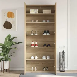 vidaXL Productos Del Hogar-Armario para Zapatos con estante Marrón 80 x 35.5 x 180 cm