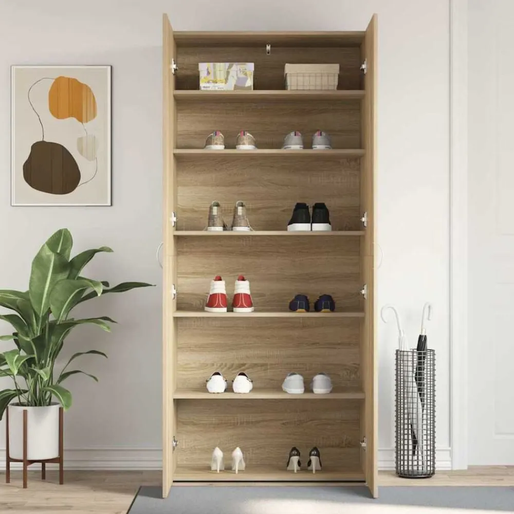 vidaXL Productos Del Hogar-Armario para Zapatos con estante Marrón 80 x 35.5 x 180 cm