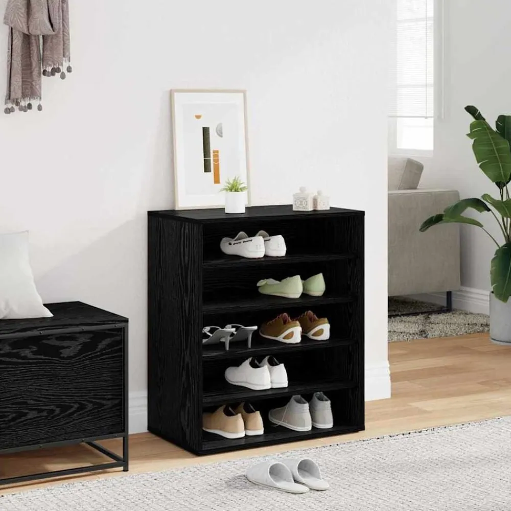 vidaXL Armario para Zapatos con estante Roble Negro 60 x 35 x 70 cm Outlet