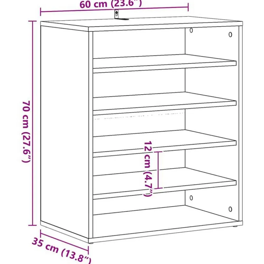 vidaXL Armario para Zapatos con estante Roble Negro 60 x 35 x 70 cm Outlet
