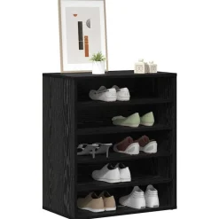 vidaXL Armario para Zapatos con estante Roble Negro 60 x 35 x 70 cm Outlet