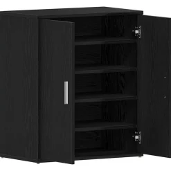 vidaXL Productos Del Hogar-Armario para Zapatos con estante Roble Negro 60 x 35 x 70 cm