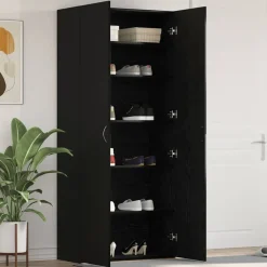 vidaXL Productos Del Hogar-Armario para Zapatos con estante Negro 80 x 35.5 x 180 cm