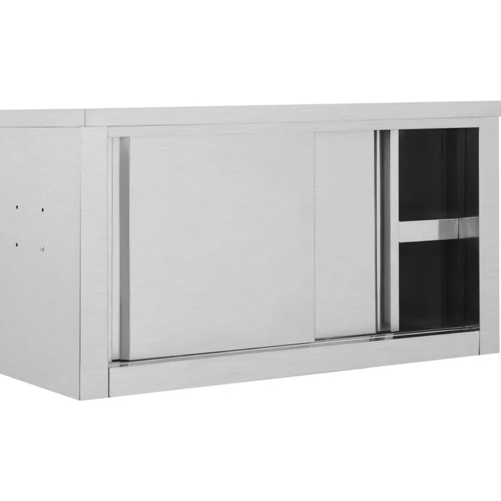 vidaXL Armario pared de cocina puertas correderas acero 90x40x50 cm Discount