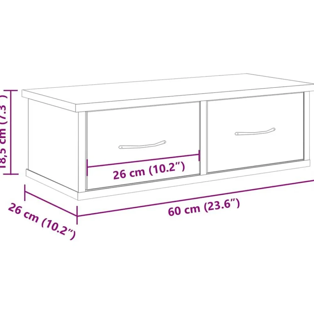 vidaXL Estanterías-Armario pared madera de ingeniería roble artesano 60x26x18,5 cm