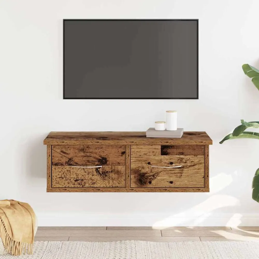 vidaXL Estanterías-Armario pared madera ingeniería madera envejecida 60x26x18,5 cm