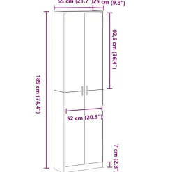 vidaXL Armarios Y Almacenamiento-Armario 55 x 25 x 189 cm Madera de ingeniería