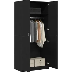 vidaXL Armario 90 x 52 x 200 cm Madera contrachapada Roble negro New