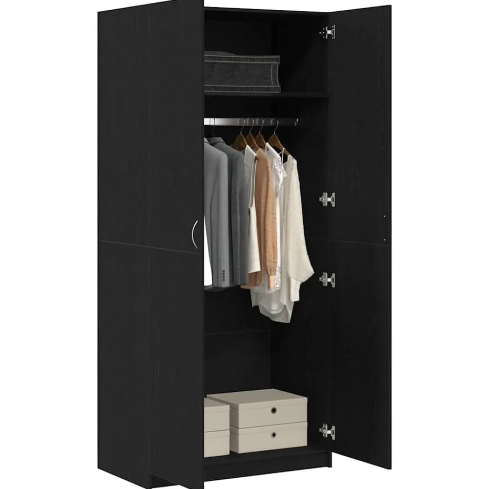 vidaXL Armario 90 x 52 x 200 cm Madera contrachapada Roble negro New