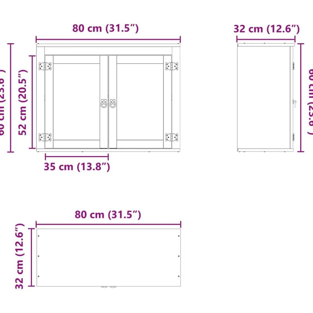 vidaXL Armarios Y Almacenamiento-Armario SKI Marrón Miel 60 x 32 x 40 cm Madera de pino macizo