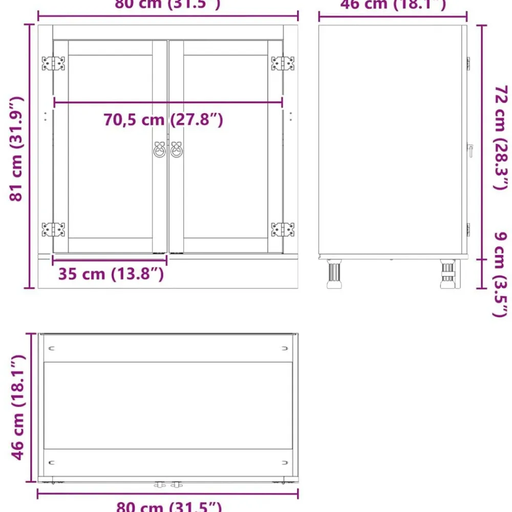 vidaXL Armarios Y Almacenamiento-Armario SKI Marrón Miel 80 x 46 x 81,5 cm Madera de pino macizo
