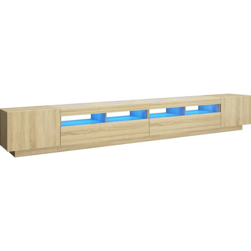 vidaXL Armario TV con luces LED color 300x35x40 cm Roble Sonoma Best