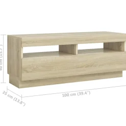 vidaXL Armario TV con luces LED color 300x35x40 cm Roble Sonoma Best