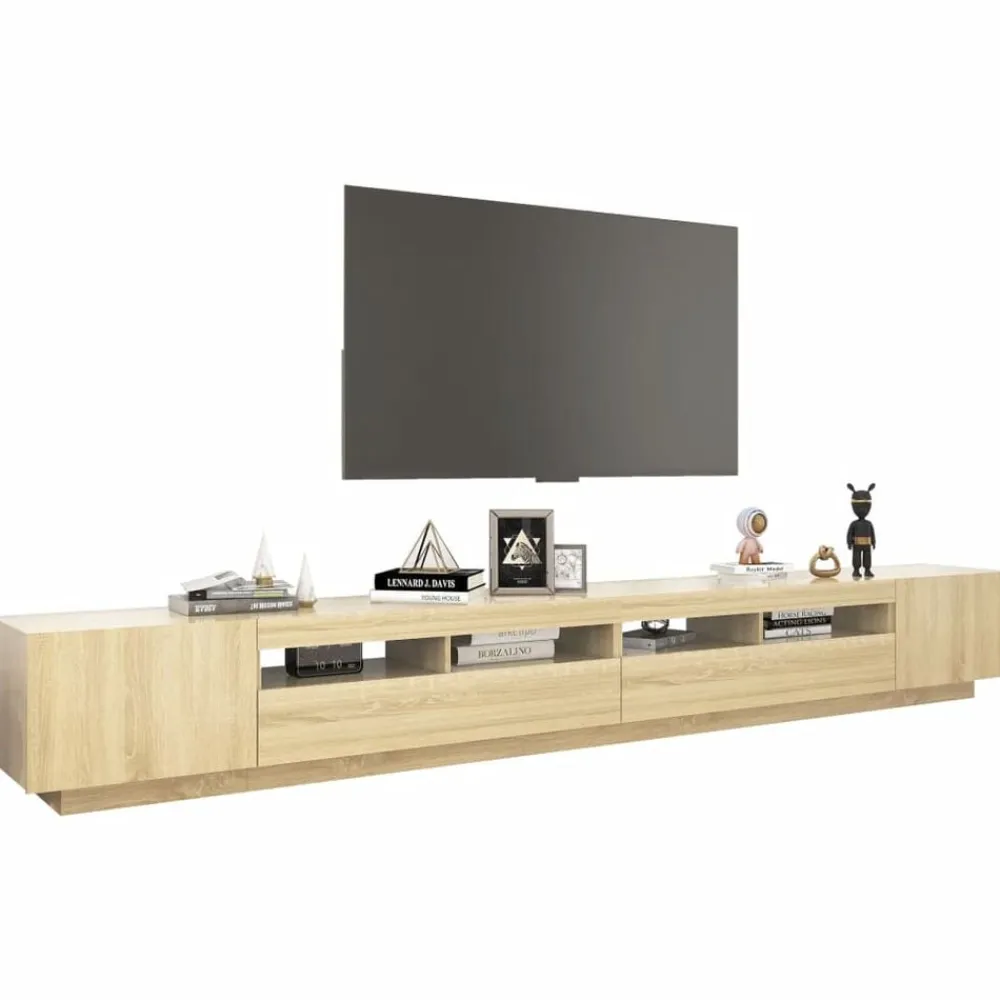 vidaXL Armario TV con luces LED color 300x35x40 cm Roble Sonoma Best