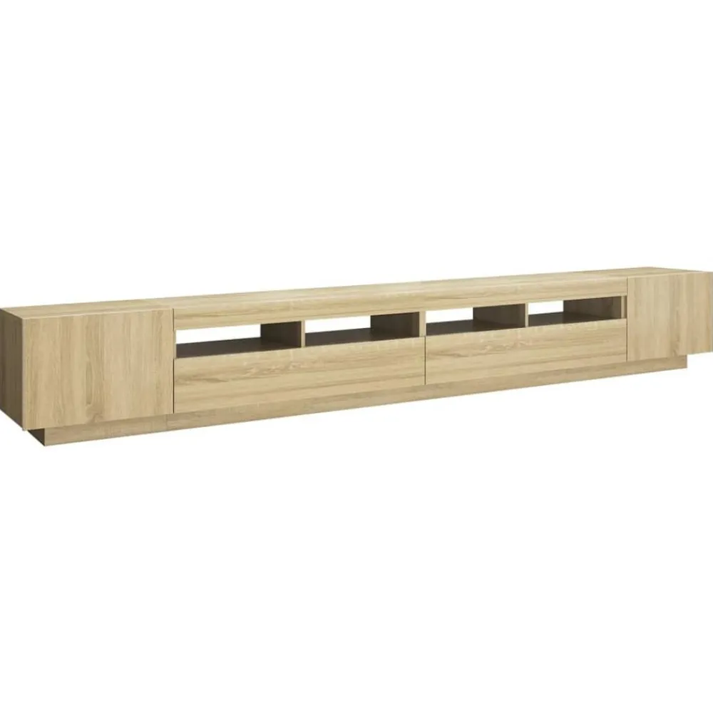 vidaXL Armario TV con luces LED color 300x35x40 cm Roble Sonoma Best