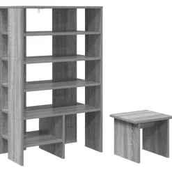 vidaXL Armario Zapatero 2 pcs Madera de ingeniería Gris sonoma Discount