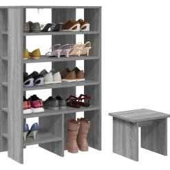 vidaXL Armario Zapatero 2 pcs Madera de ingeniería Gris sonoma Discount