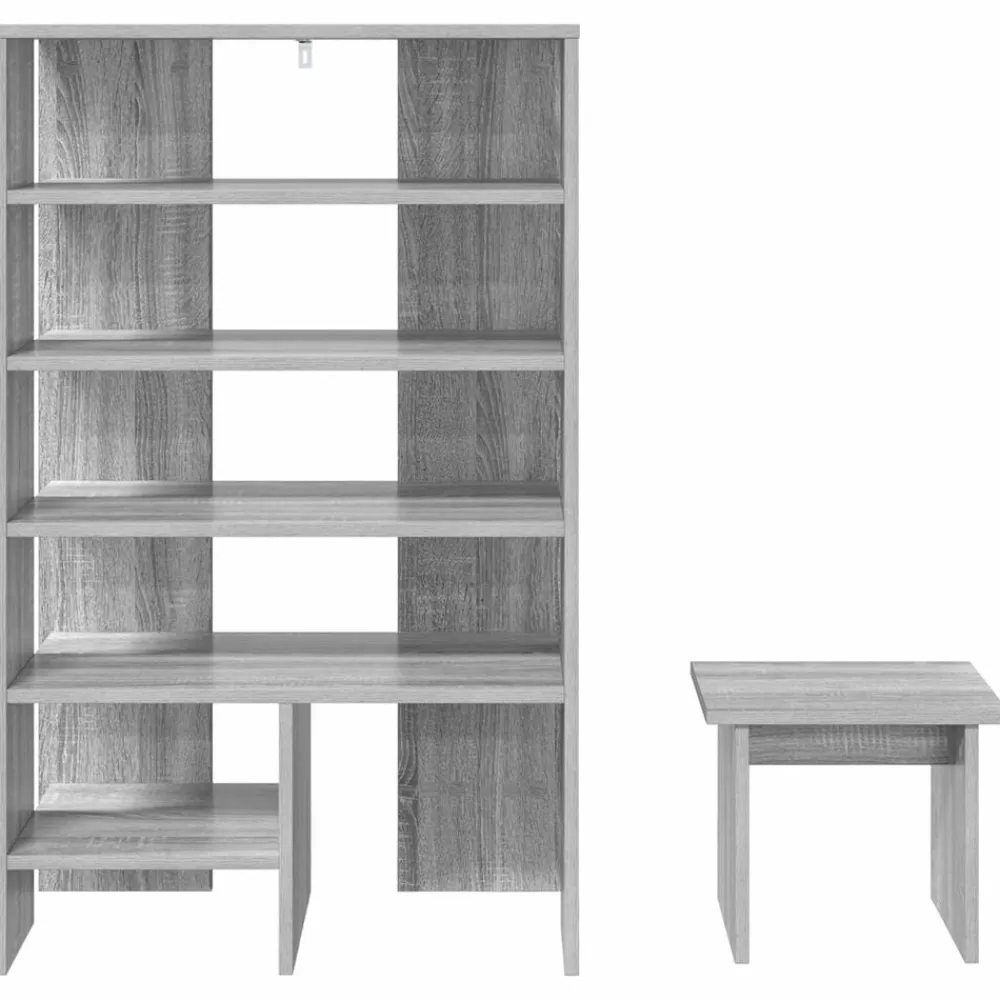 vidaXL Armario Zapatero 2 pcs Madera de ingeniería Gris sonoma Discount