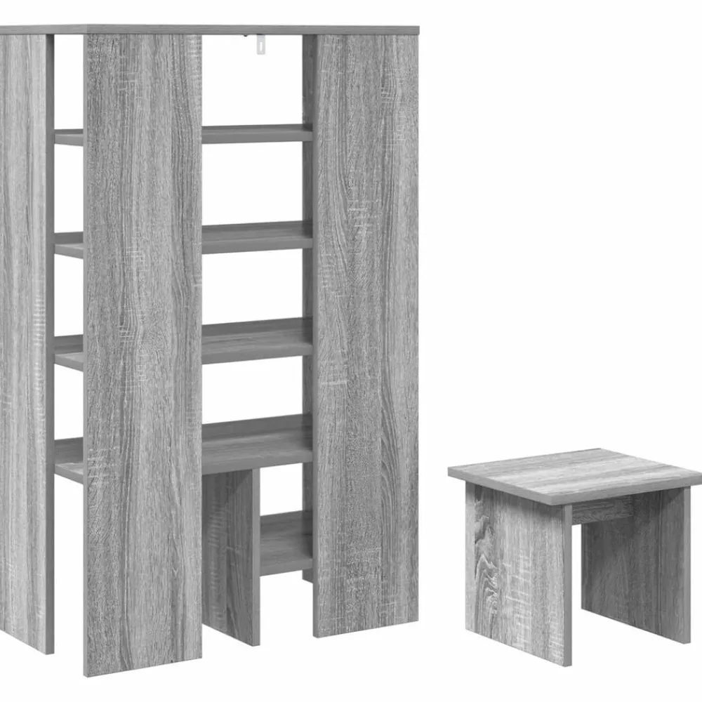 vidaXL Armario Zapatero 2 pcs Madera de ingeniería Gris sonoma Discount