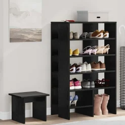 vidaXL Armario Zapatero 2 pcs Madera de ingeniería Roble negro Hot