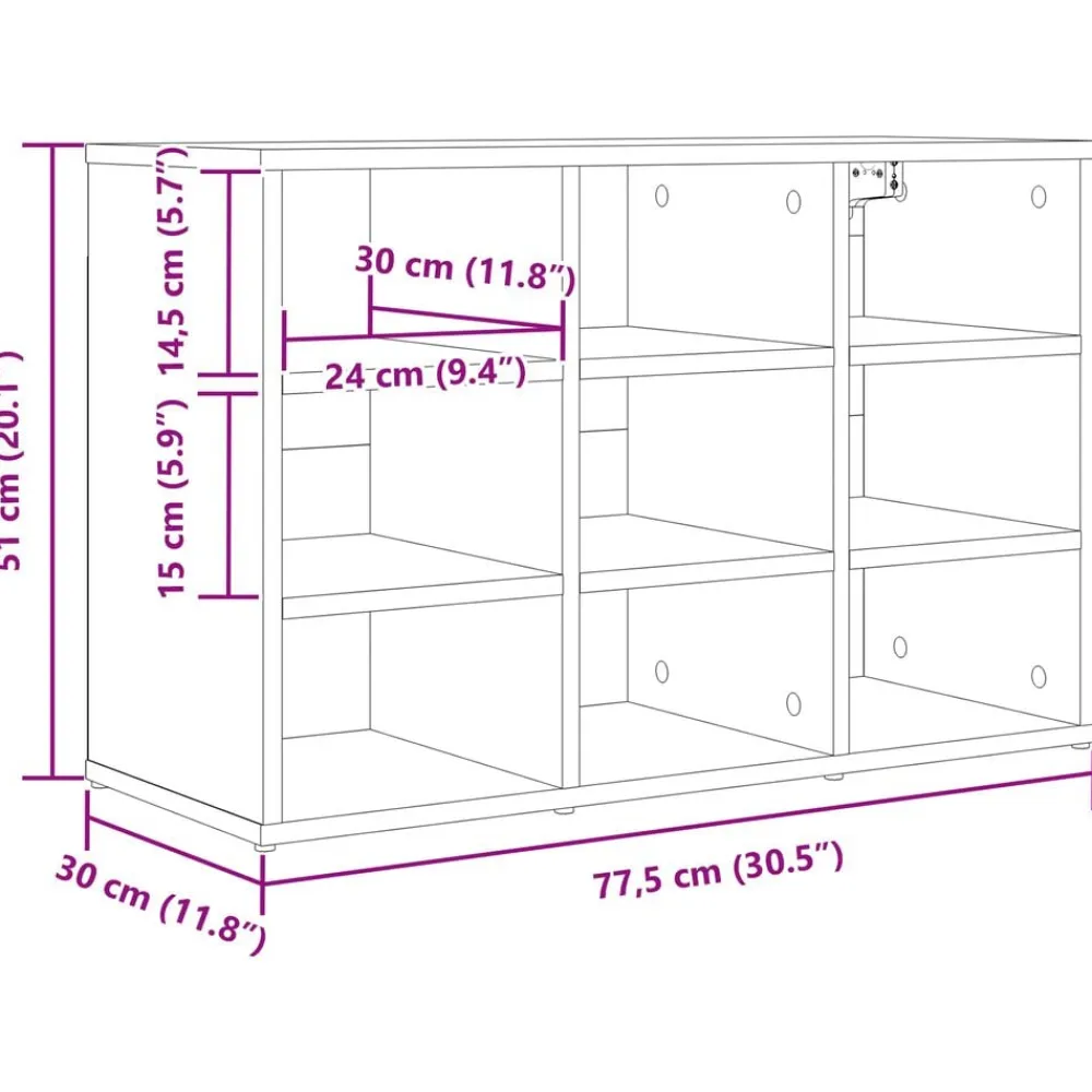 vidaXL Productos Del Hogar-Armario Zapatero 77,5 x 30 x 51 cm Madera de ingeniería