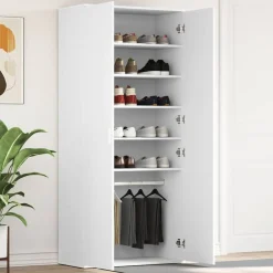 vidaXL Armario Zapatero 80 x 39 x 178 cm Madera de ingeniería White Sale