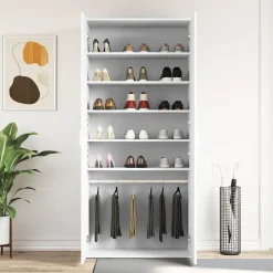vidaXL Armario Zapatero 80 x 39 x 178 cm Madera de ingeniería White Sale
