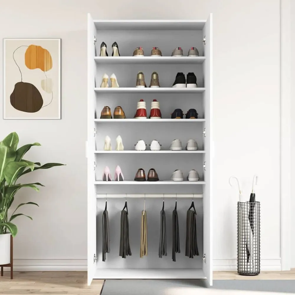 vidaXL Armario Zapatero 80 x 39 x 178 cm Madera de ingeniería White Sale