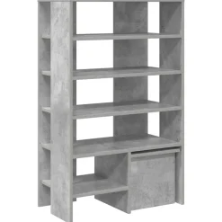 vidaXL Productos Del Hogar-Armario Zapatero 2 pcs Gris Concreto Madera de ingeniería