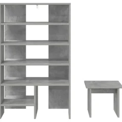 vidaXL Productos Del Hogar-Armario Zapatero 2 pcs Gris Concreto Madera de ingeniería