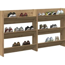 vidaXL Armario Zapatero 2 pcs Roble artesanal 85 x 18 x 90 cm Roble artisan Outlet