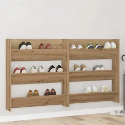 vidaXL Armario Zapatero 2 pcs Roble artesanal 85 x 18 x 90 cm Roble artisan Outlet