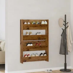 vidaXL Armario Zapatero 2 pcs 80 x 18 x 60 cm Madera envejecida